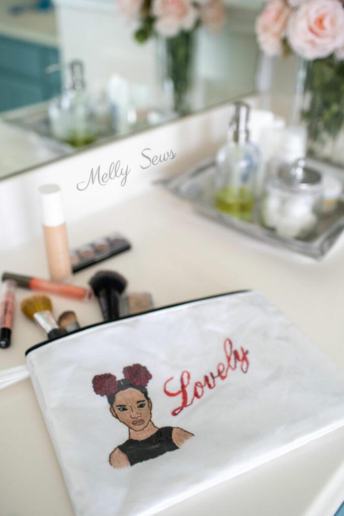 Easy to clean makeup pouch sewn with waterproof fabric