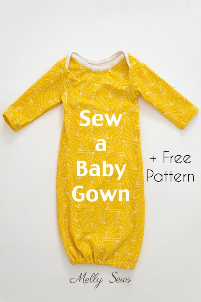 Sew a Baby Gown Pattern - Free Pattern & Video Tutorial to make this Yellow Sleeper