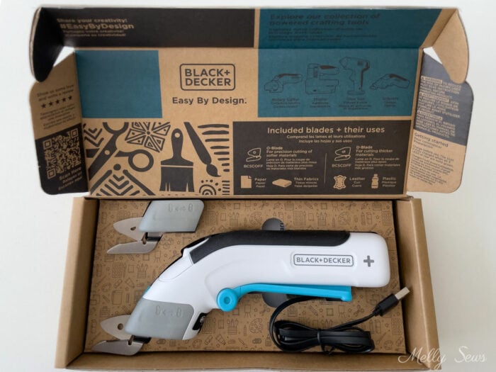 Black & Decker Electric Shears in a box with included accessories