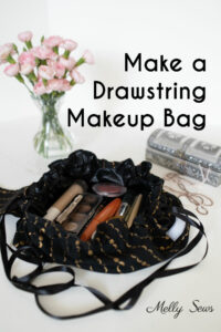 Sew a drawstring makeup bag pattern using this tutorial
