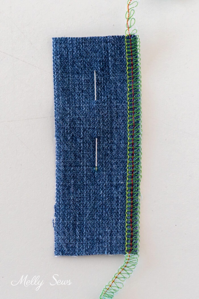 Proper way to place pins on a fabric for serging