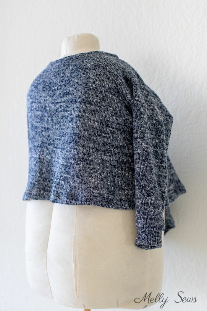 Back view of a waterfall cardigan