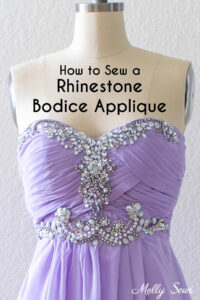 How to sew a rhinestone appliqué on a bodice