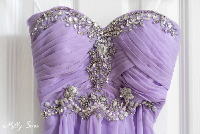 Lilac bridesmaid dress to prom dress with rhinestone applique