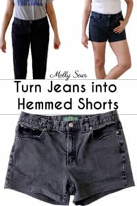 How to Turn Jeans into Hemmed Shorts - woman's body in jeans and shorts made from them