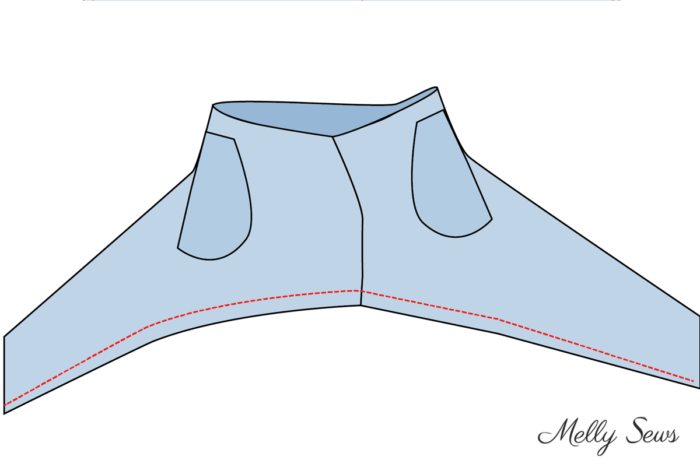 Diagram showing pants inseam being sewn