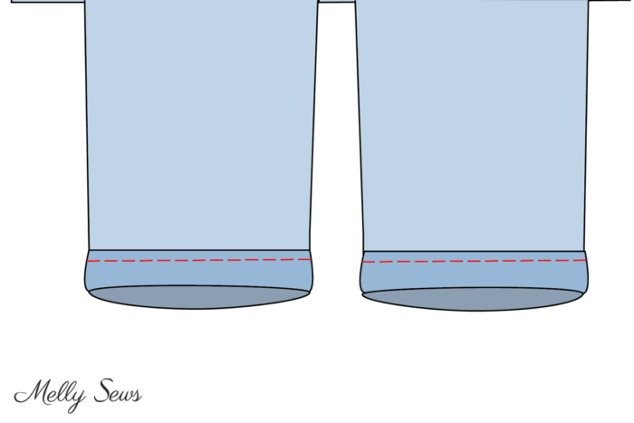 Diagram showing pants hems