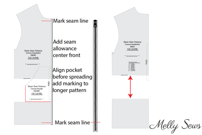 Lengthening a jacket pattern diagram